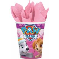 68-teiliges Party-Set Paw Patrol pink - Teller Becher Servietten Trinkhalme für 16 Kinder