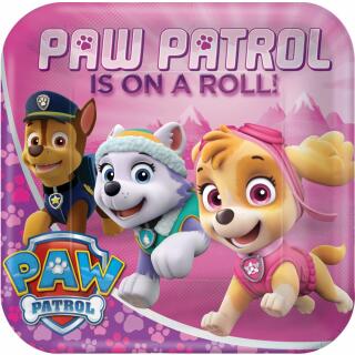 68-teiliges Party-Set Paw Patrol pink - Teller Becher Servietten Trinkhalme für 16 Kinder