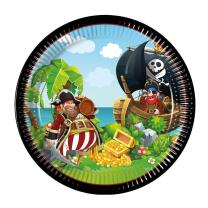 44-teiliges Party-Set Pirat - Pirates Island - Teller Becher Servietten Trinkhalme für 8 Kinder