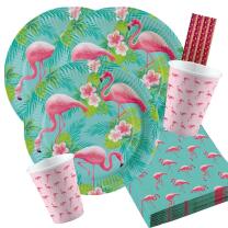 44-teiliges Party-Set Flamingo Paradise Teller Becher...