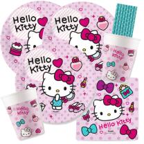 44- teiliges Party-Set Hello Kitty Teller Becher Servietten Trinkhalme für 8 Kinder