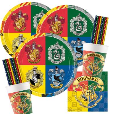 68-teiliges Party-Set Harry Potter - Teller Becher Servietten + Trinkhalme für 16 Kinder