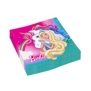 44-teiliges Party-Set Barbie Dreamtopia mit Einhorn - Teller Becher Servietten Trinkhalme  für 8 Kinder