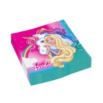 45-teiliges Party-Set Barbie Dreamtopia mit Einhorn - Teller Becher Servietten Tischdecke Trinkhalme  für 8 Kinder