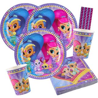 44-teiliges Party-Set Shimmer und Shine - Teller Becher Servietten Trinkhalme  für 8 Kinder