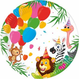 Pappteller Dschungeltiere - Jungle Balloons, 8 Stück