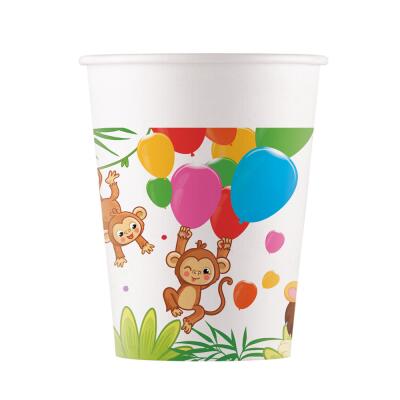 Pappbecher Dschungeltiere - Jungle Balloons, 8 Stück