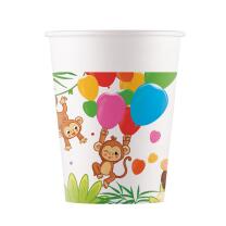 68-teiliges Party-Set Jungle Balloons Teller Becher Servietten Trinkhalme für 16 Kinder