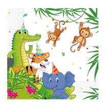 68-teiliges Party-Set Jungle Balloons Teller Becher Servietten Trinkhalme für 16 Kinder