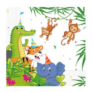 68-teiliges Party-Set Jungle Balloons Teller Becher Servietten Trinkhalme für 16 Kinder