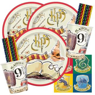 64-teiliges Party-Set Harry Potter - Teller Becher Servietten Trinkhalme für 16 Kinder