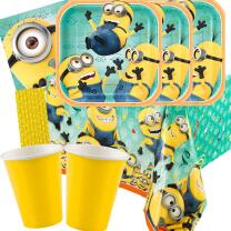 41-teiliges Party-Set Minions - Teller Becher Servietten klein Tischdecke Trinkhalme für 8 Kinder