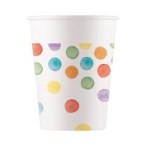 Pappbecher Multiwatercolor Dots, 8 Stück
