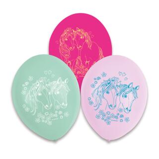 67-teiliges Party-Set Pferde - Pretty Pony - Teller Becher Servietten Ballons Einladungen Tüten Girlande Trinkhalme für 8 Kinder
