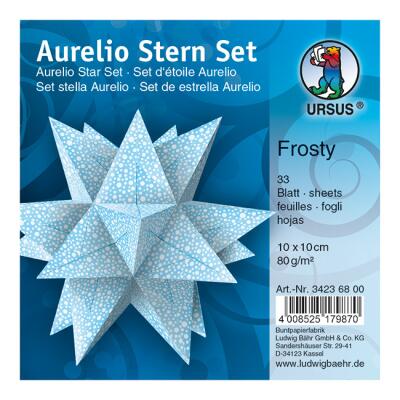 Ursus Aurelio Stern Set Faltblätter 10 x 10 cm - Frosty hellblau/weiß bedruckt (34236800)