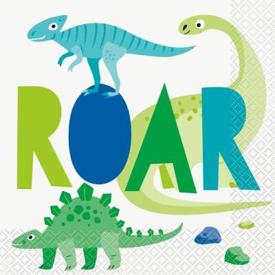 Servietten - grüne und blaue Dinosaurier, 16 Stück