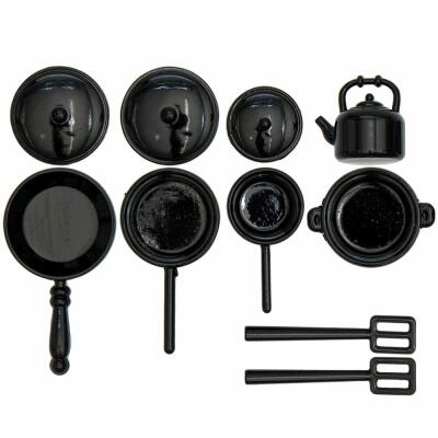 Miniatur Kochuntensilien premium, 7-teilig - schwarz