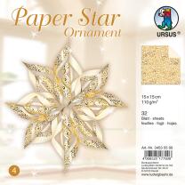 Paper Star Ornament Faltpapier 15 x 15 cm - champagner/gold