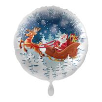 Folienballon 43 cm - Weihnachtsmann im Schlitten