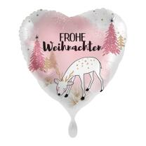 Folienballon Herz 43 cm - Wintertraum - Frohe Weihnachten