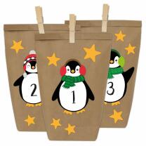 DIY Adventskalender Pinguine mit braunen...