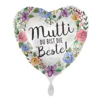 Folienballon Herz - Mutti du bist die Beste, 43 cm