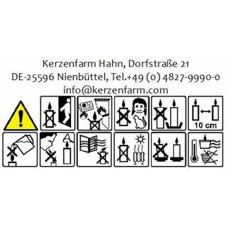 Stabkerze 180 x 22 mm - durchgefärbt - Made in Germany