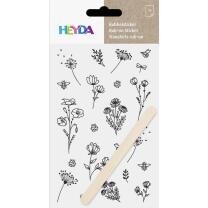 Rubbelsticker Rub-on "Blumen" schwarz
