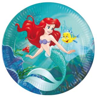 68-teiliges Party-Set Meerjungfrau Arielle - Teller Becher gelb Servietten Trinkhalme für 16 Kinder