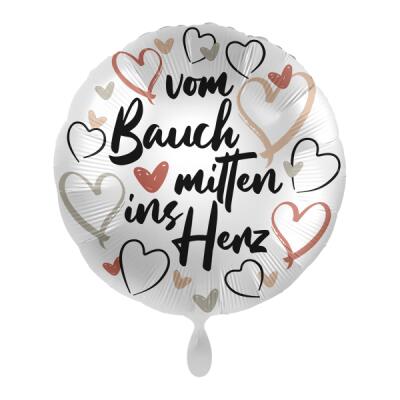 Folienballon 43 cm - Geburt - vom Bauch mitten ins Herz mit Helium-Füllung