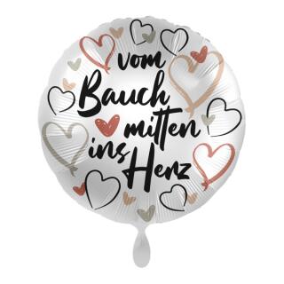 Folienballon 43 cm - Geburt - vom Bauch mitten ins Herz mit Helium-Füllung