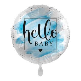 Folienballon 43 cm - Geburt - hello Baby blau