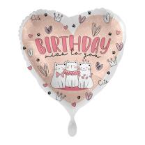 Folienballon 43 cm - cute Birthday - miau to you