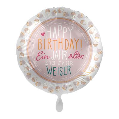 Folienballon 43 cm - Happy Birthday! Ein Jahr älter, ein Jahr weiser