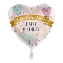 Folienballon 43 cm - Happy Birthday - lebe - liebe - lache