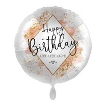 Folienballon 43 cm - Happy Birthday - Lebe - Liebe - Lache