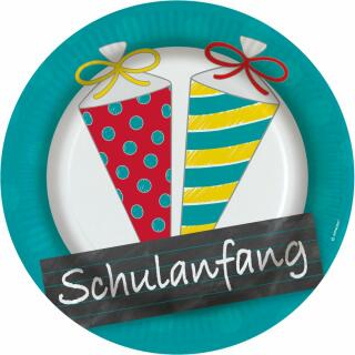 44-teiliges Party-Set Schulanfang -  Teller Becher Servietten Trinkhalme für 8 Personen