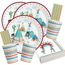 68-teiliges Party-Set - Indianer Tipi & Tomahawk -...