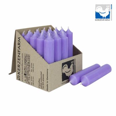 Stabkerze 100 x 22 mm - durchgefärbt - Made in Germany 12 lavendel 25 Stück