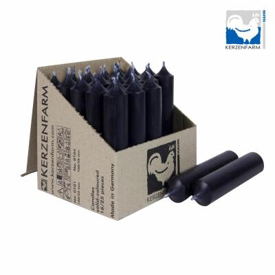 Stabkerze 100 x 22 mm - durchgefärbt - Made in Germany 27 schwarz 25 Stück