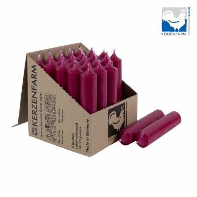 Stabkerze 100 x 22 mm - durchgefärbt - Made in Germany 29 himbeerrot 25 Stück