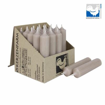 Stabkerze 100 x 22 mm - durchgefärbt - Made in Germany 35 taupe 25 Stück