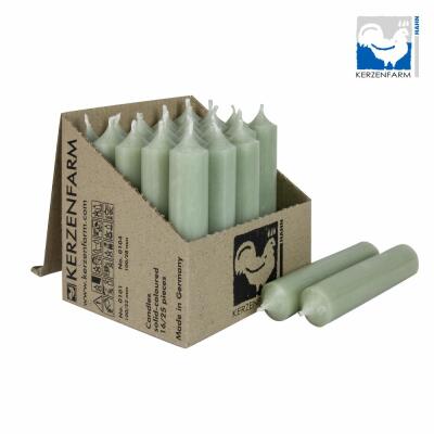 Stabkerze 100 x 22 mm - durchgefärbt - Made in Germany 36 salbei 25 Stück
