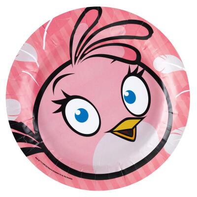 Pappteller Angry Birds pink, 8 Stück