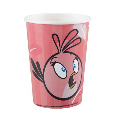 Pappbecher Angry Birds pink, 8 Stück