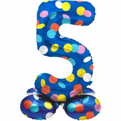 stehender Folienballon Zahl - Zahlenballon - Colorful Dots - Auswahl 5 41 cm