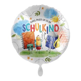 Folienballon 43 cm -Hurra, endlich bin ich ein Schulkind ohne Helium-Füllung