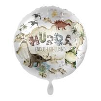 Folienballon 43 cm - Hurra Endlich Schulkind - Dino