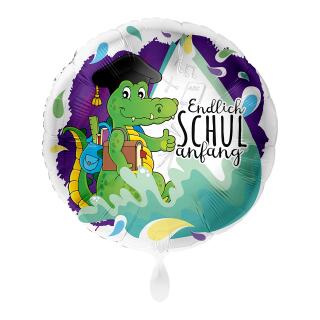 Folienballon 43 cm - Krokodil - Endlich Schulanfang