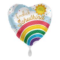 Folienballon 43 cm - Endlich Schulkind - Regenbogen